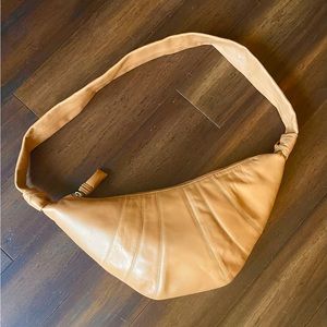 Authentic Lemaire Medium Croissant Bag - Soft Nappa Leather - Sugar Brown